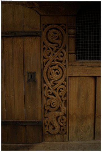 Carving around Heddal stave church door, identical to that at cliving.